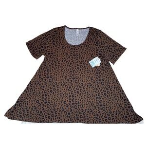LuLaRoe Womens Top Size 2XL Perfect T Tee Leopard Cheetah Brown 2X XXL NWT‎